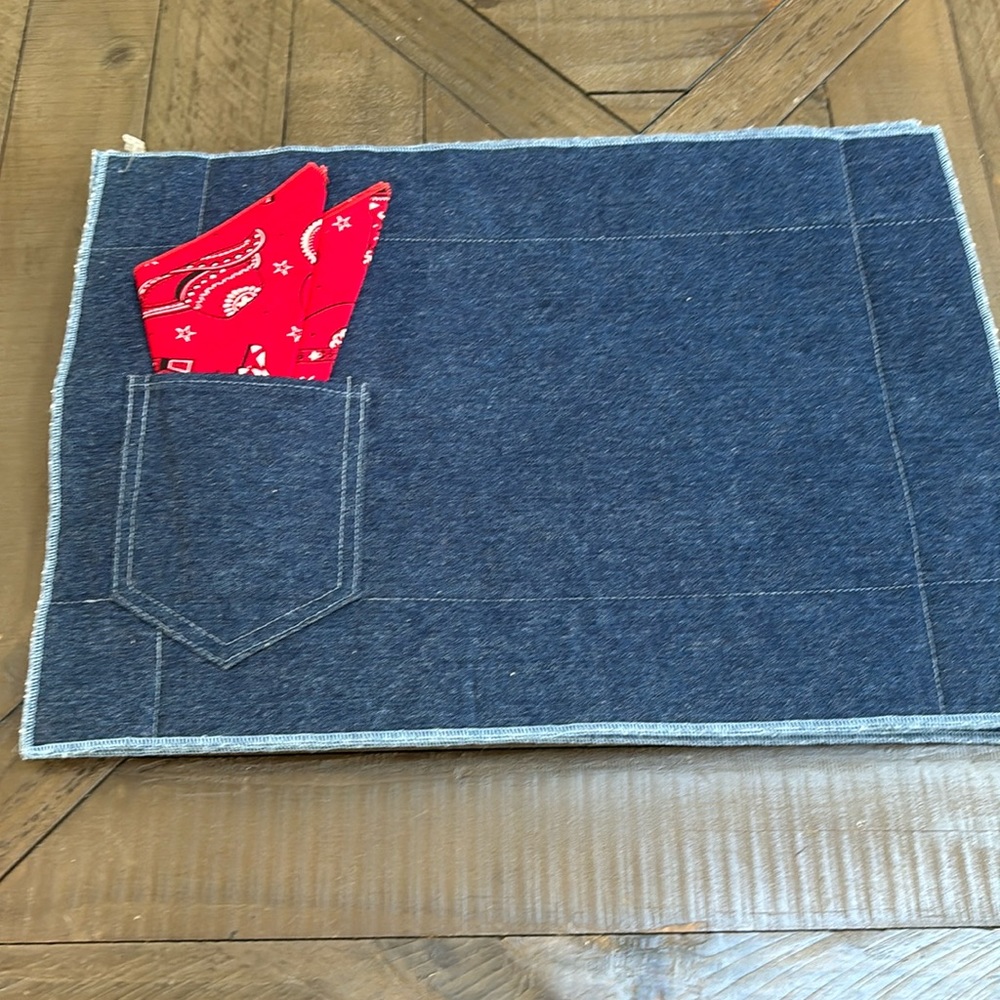 New without tags  denim placemats with napkins two sets of two total of four